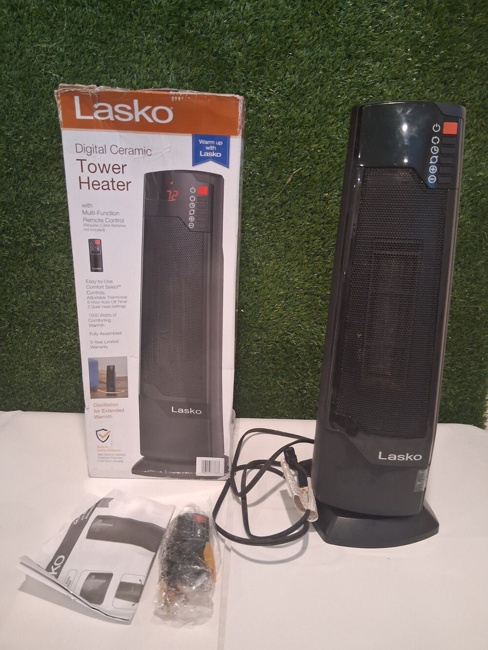 Lasko CT22835 Digital Ceramic Tower Heater 1500W Oscillating w/ Remote & Box